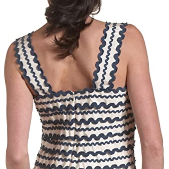 French Connection “Ric Rac” Ivory and Blue Mini Dress 6 - Picture 3 of 5